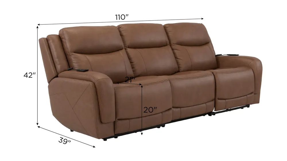 Harbin 3-pc. Zero Gravity Triple Power Sofa w/ Heat & Massage Dimensions