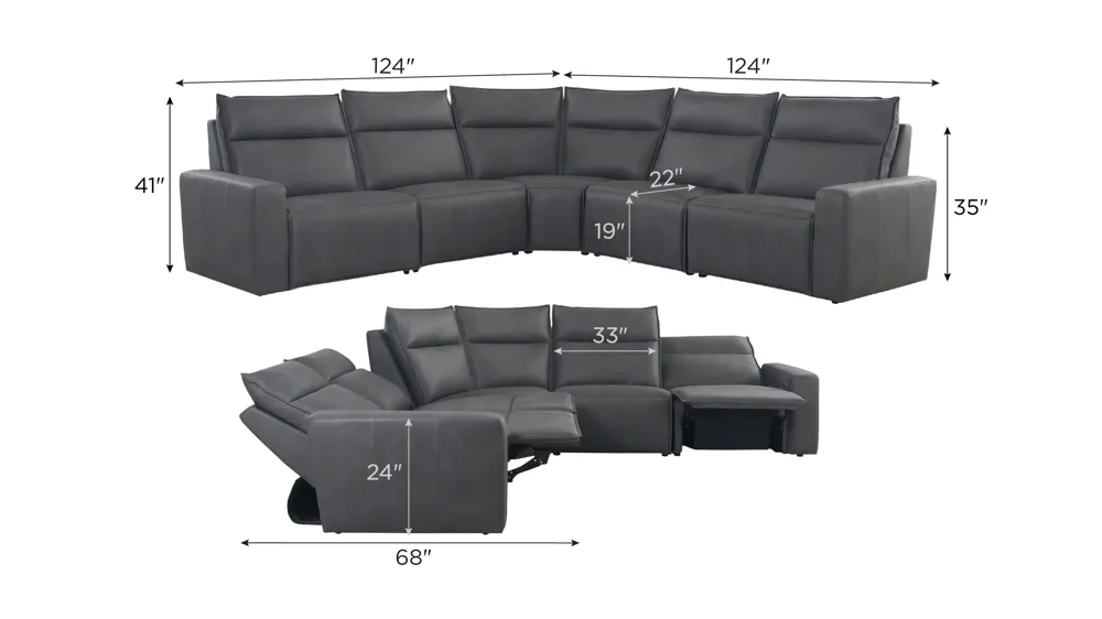 ModularTwo 5-pc. Dual Power Sectional w/ Media Console Dimensions