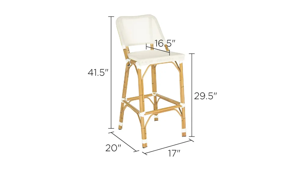 Deltana Indoor/Outdoor Stacking Bar Stool Dimensions
