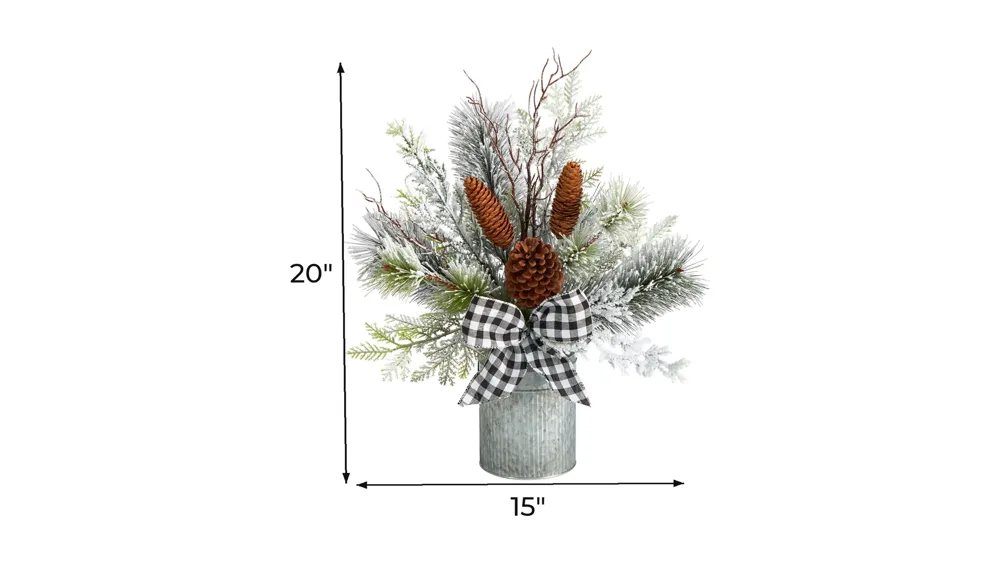 20" Holiday Foliage Artificial Arrangement Dimensions