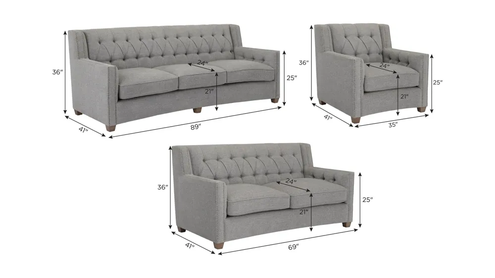 Celia Living Room Set Dimensions