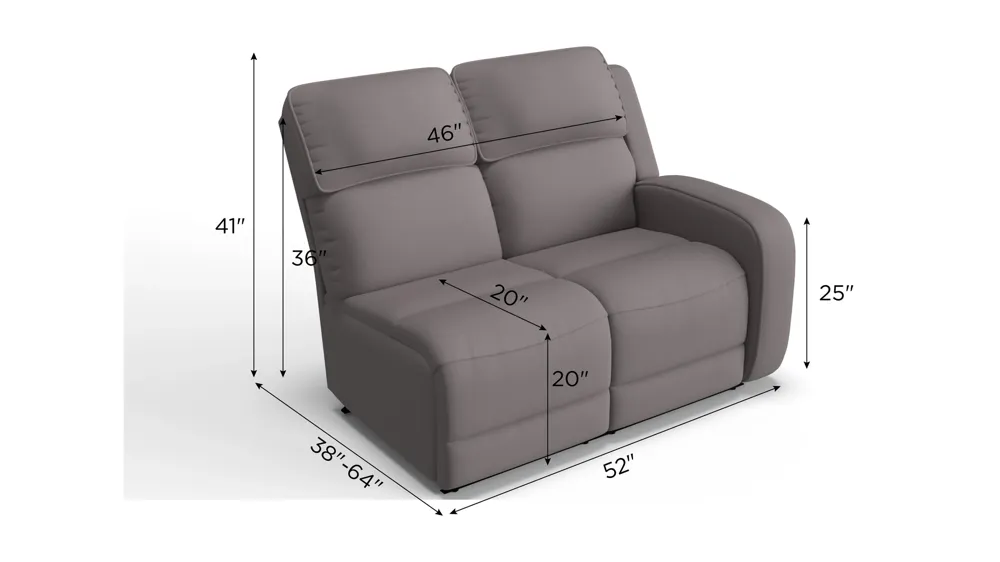 Everitt Chenille Right Arm Facing Power Loveseat Dimensions