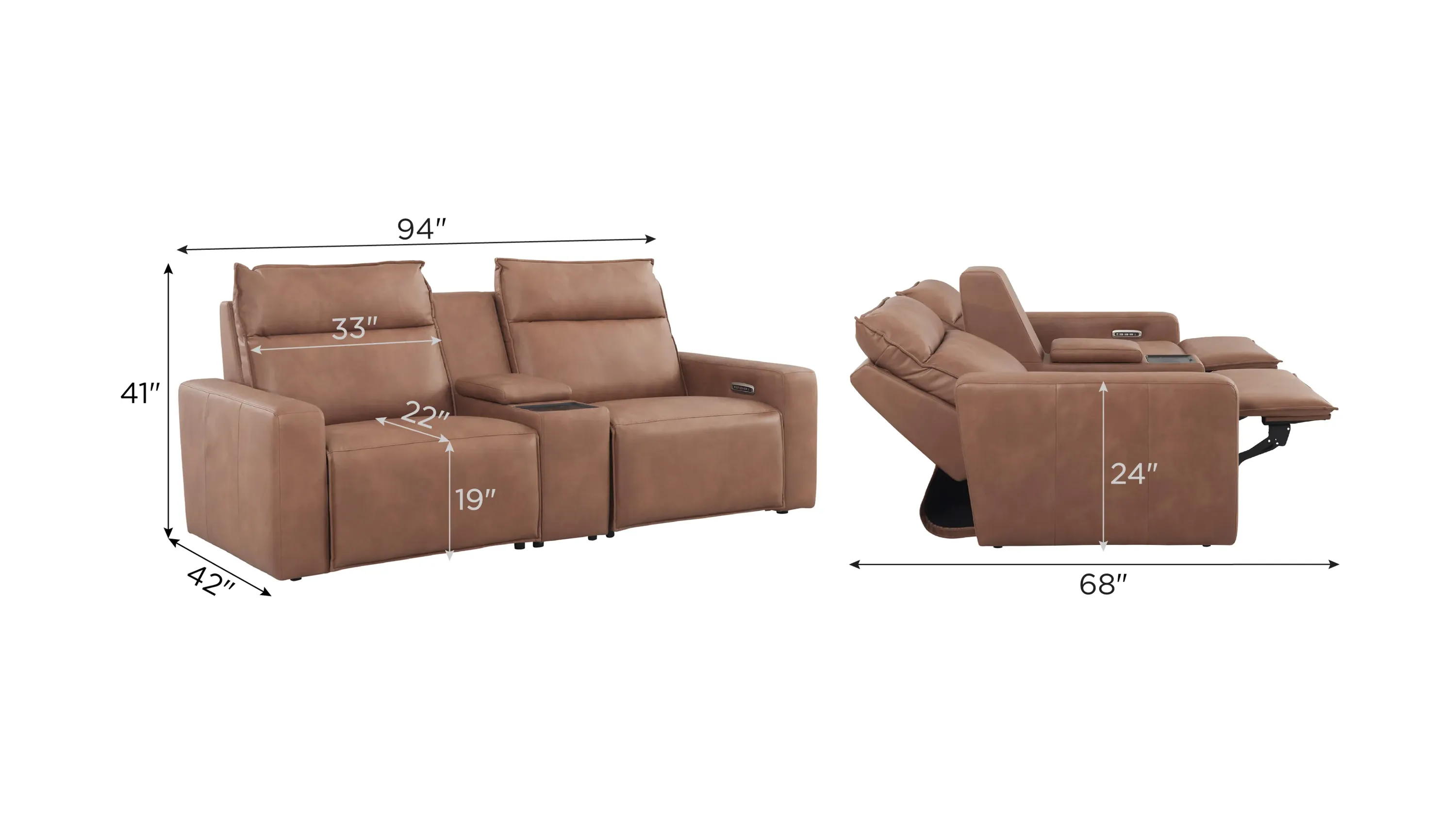 ModularTwo 3-pc. Power Console Loveseat w/ Power Headrest