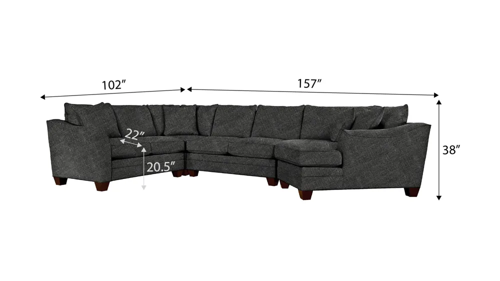 Foresthill 4-pc. Right Hand Cuddler with Loveseat Sectional Sofa Dimensions