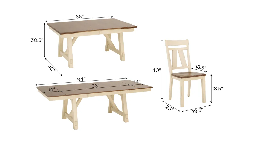 Vista Bay 5-pc. Dining Set Dimensions