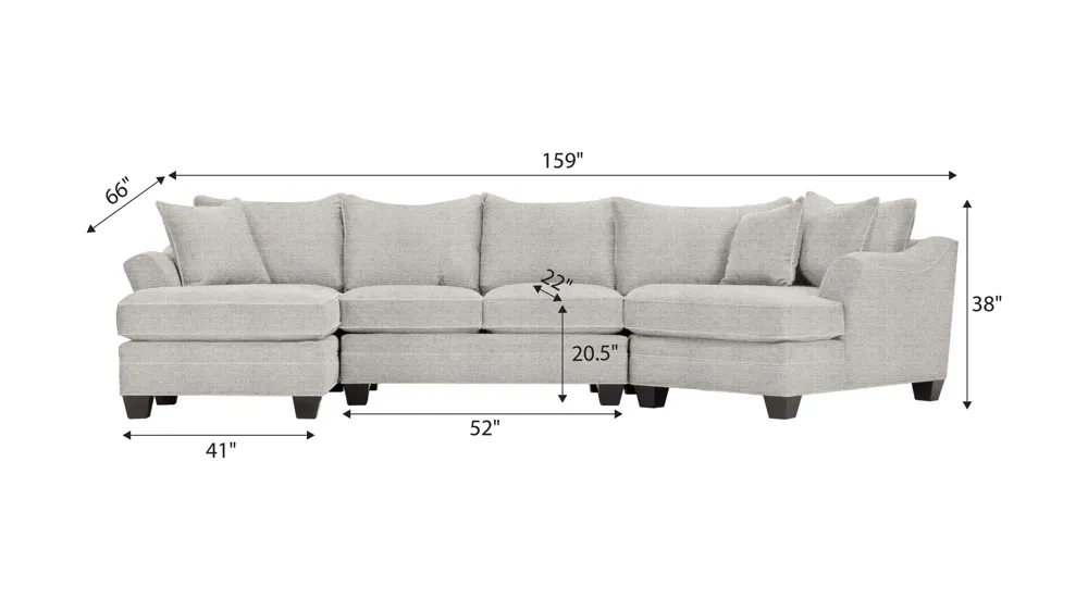Foresthill 3-pc. Left Hand Facing Sectional Sofa Dimensions