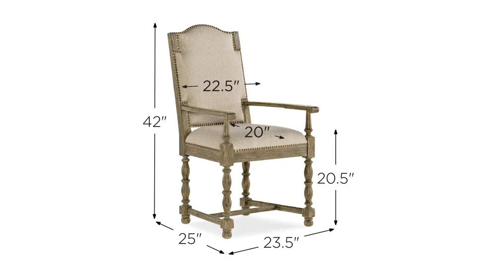 La Grange Kruschel Square Back Arm Chair - Set of 2 Dimensions
