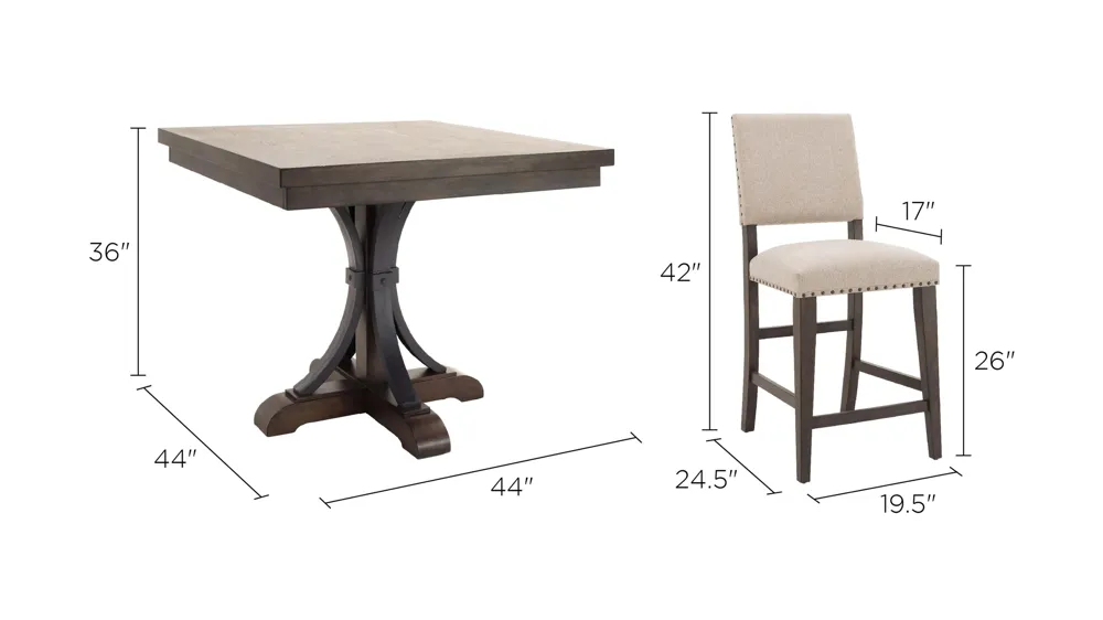 Halloway 5-pc. Counter-Height Dining Set Dimensions
