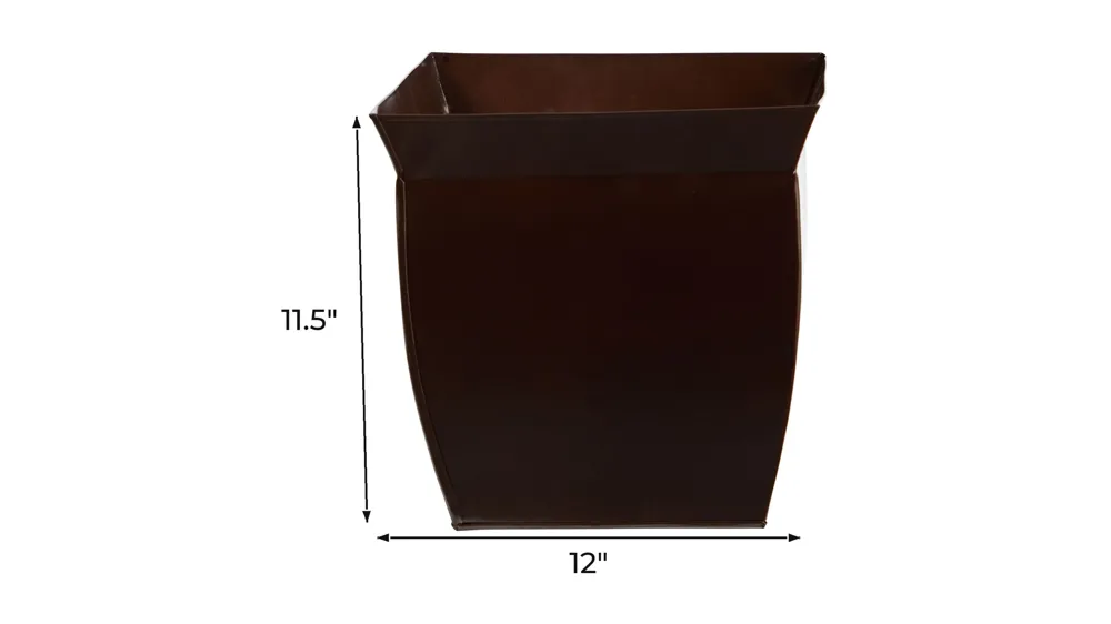 11.75" Fluted Metal Square Planter Dimensions