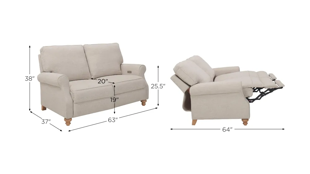 Lamont Power Loveseat Dimensions