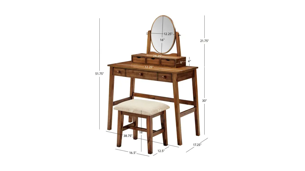 Ellington Vanity Set Dimensions