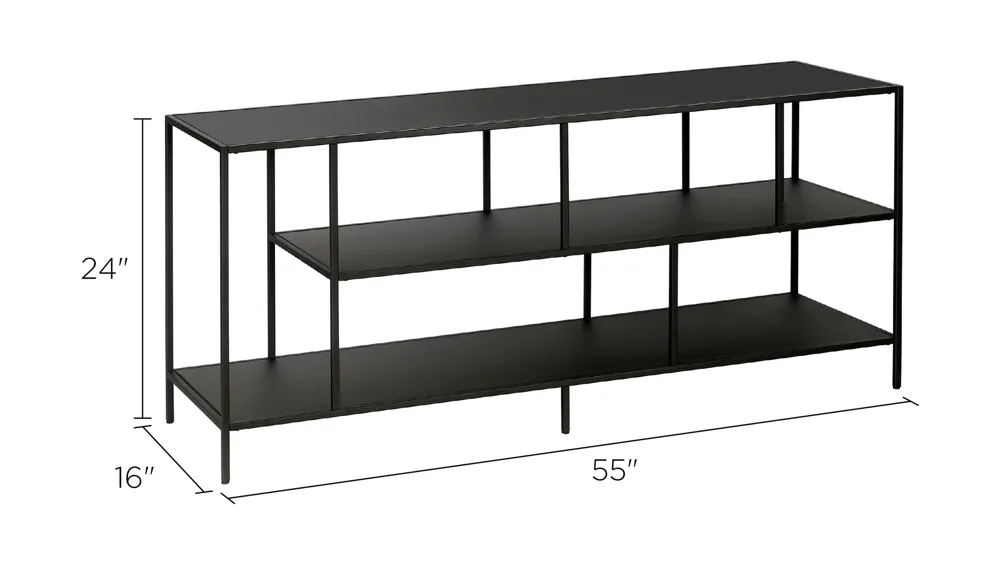 Winthrop 55" TV Stand with Metal Shelves Dimensions