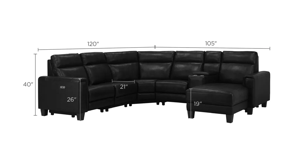 Ace 6-pc. Power Sectional Dimensions
