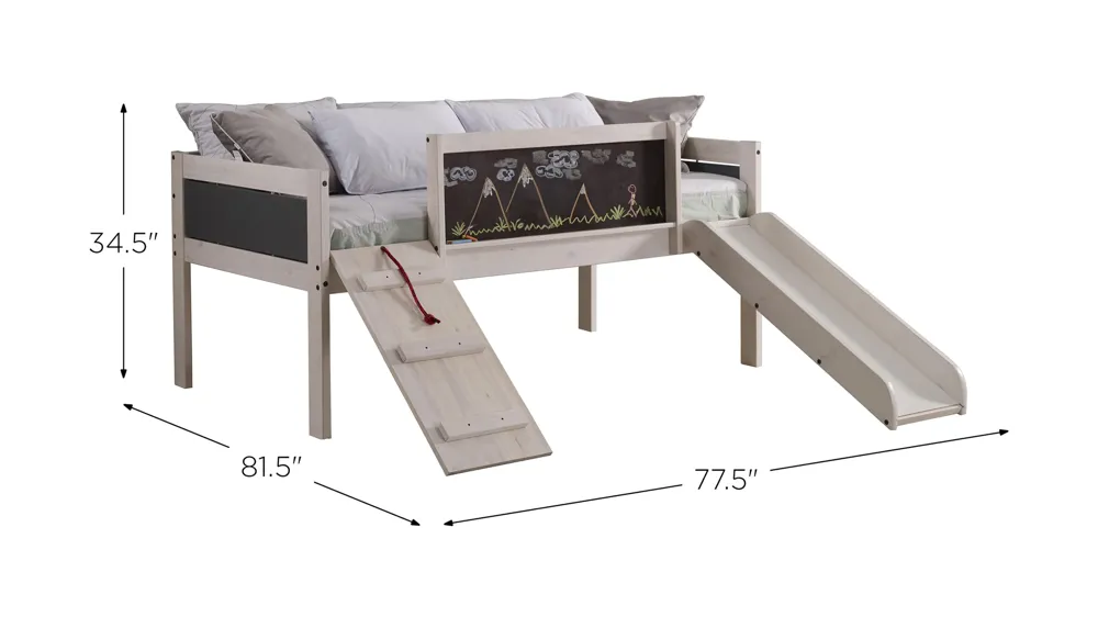 Art & Play Novelty Junior Low Loft Bed & 2 Toy Boxes Dimensions