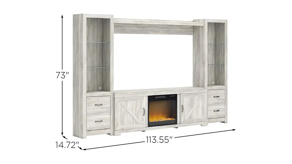 Bellaby 4-Piece Entertainment Center & Electric Fireplace Dimensions