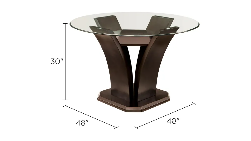 Venice 48" Glass Dining Table Dimensions