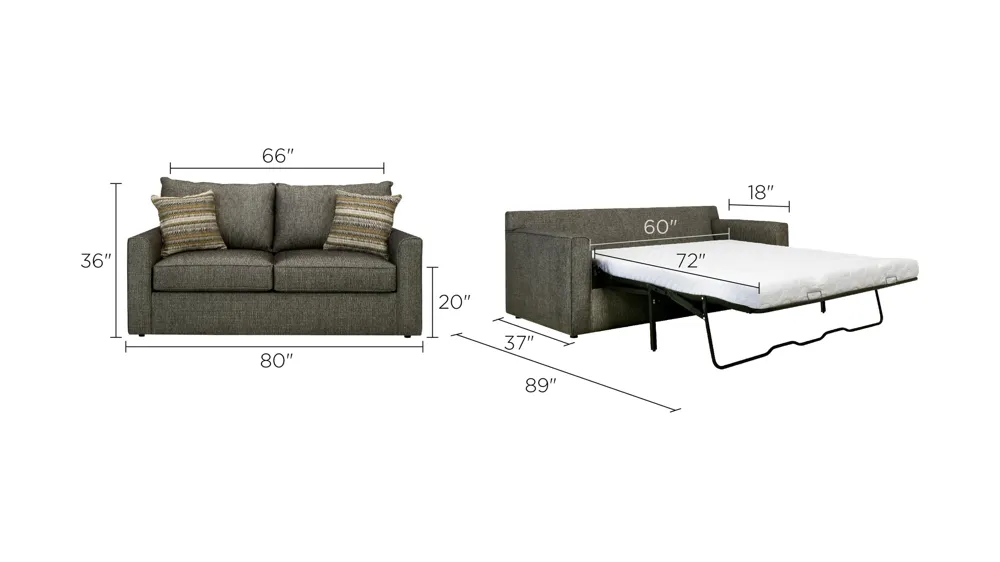 Trayce Chenille Queen Sleeper Sofa Dimensions