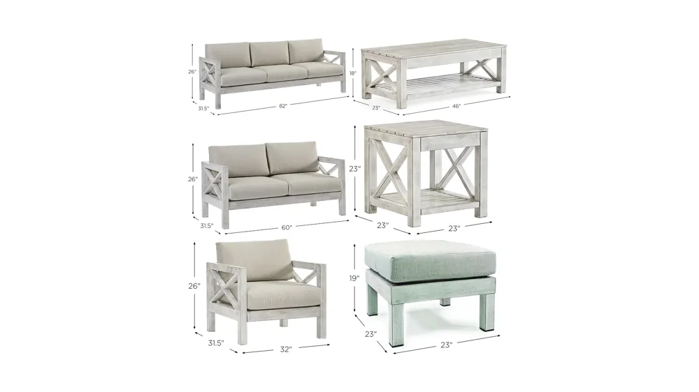 Farlowe 6-pc. Outdoor Table Set Dimensions