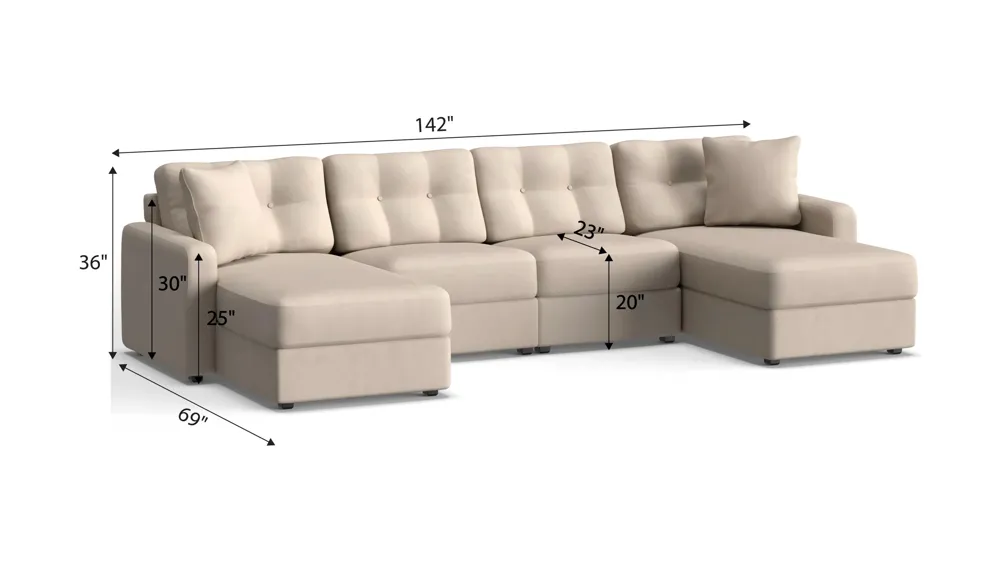 ModularOne 4-pc. Sectional Dimensions