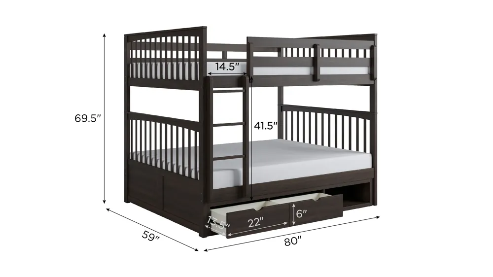 Apollo Bunk Bed with Storage Dimensions