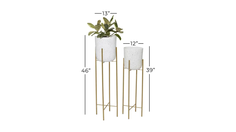 Ivy Collection Gold Metal Planter Set of 2 Dimensions