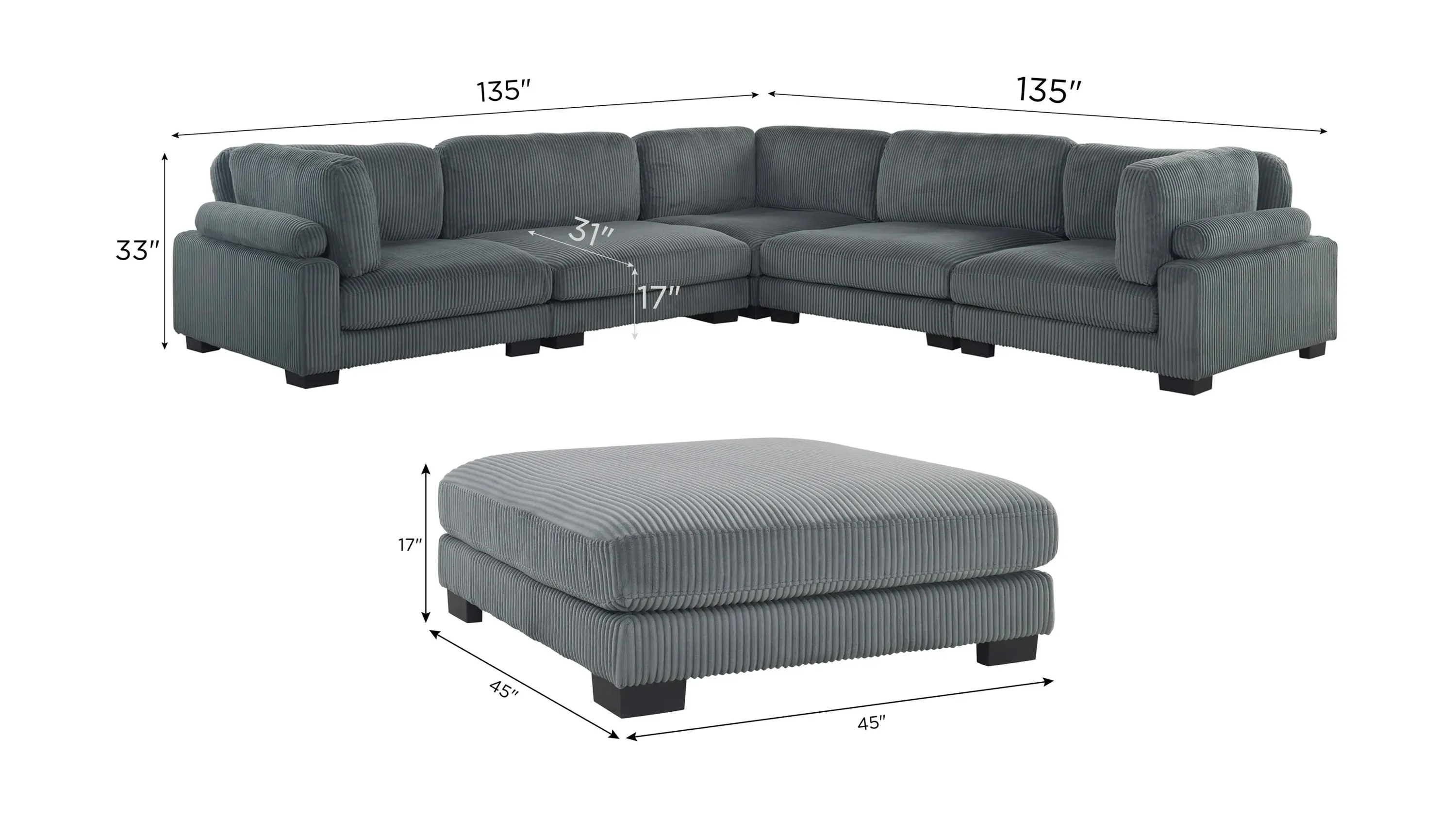 Maverick 5-pc. Sectional w/ Cocktail Ottoman | Raymour & Flanigan