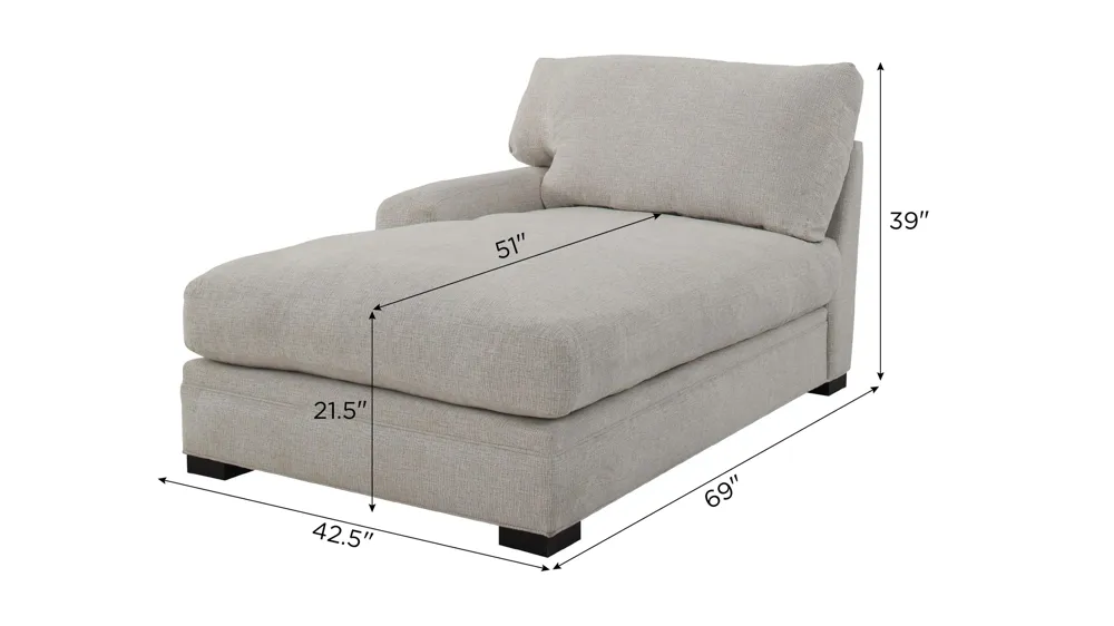 Bayside Left Arm Facing Chaise Dimensions