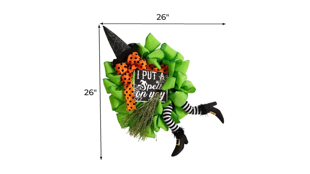 26" Halloween Foliage Witch Wreath Dimensions
