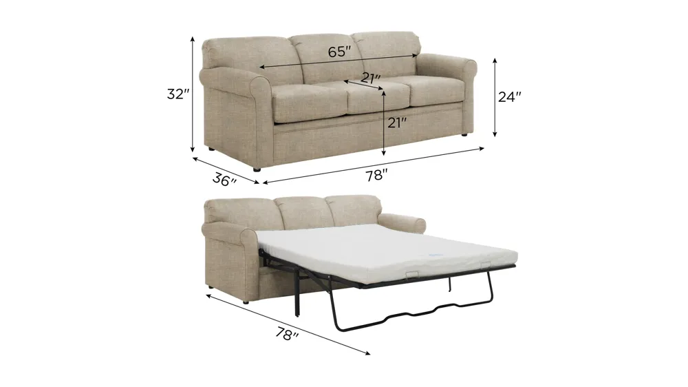 Luann Queen Sleeper Sofa Dimensions