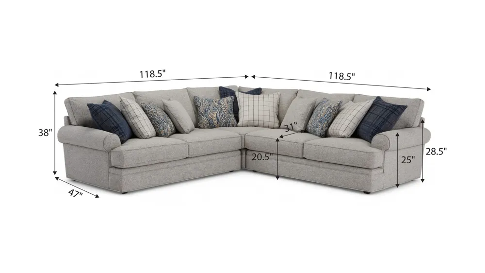 Nelson 3-pc. Sectional Dimensions