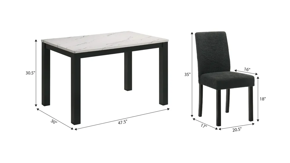 Resia 5-pc. Dining Set Dimensions
