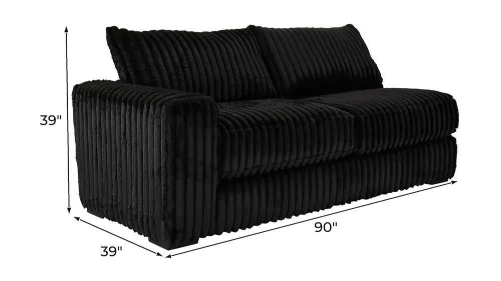 Onyx Moon Left Arm Facing Loveseat Dimensions