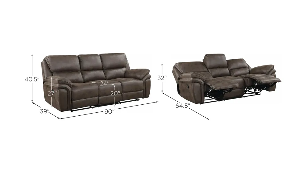 Cassiopeia Double Reclining Sofa Dimensions