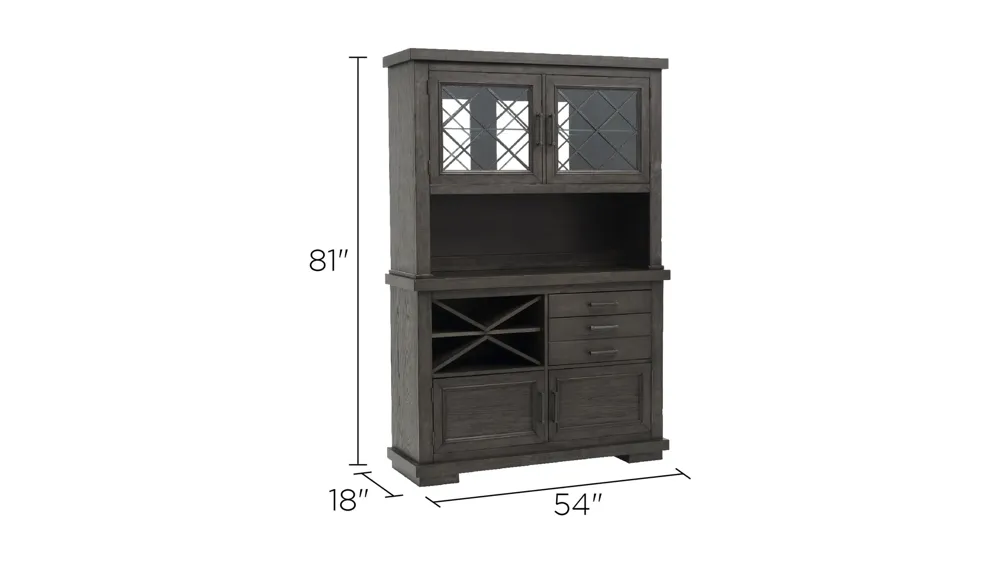 Halloway 2-pc. China Cabinet w/ Lighting and Wine Storage Dimensions