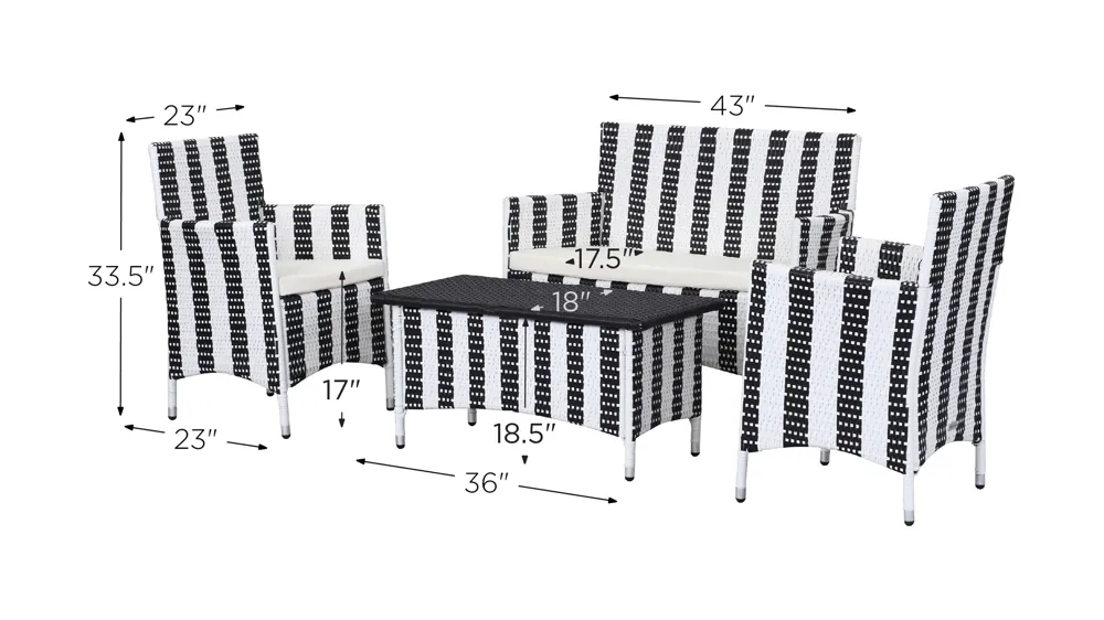 Randor 4 Piece Outdoor Set Dimensions