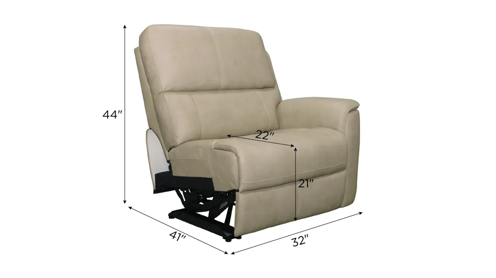 Henrick Triple Power Leather Right Arm Facing Recliner Dimensions