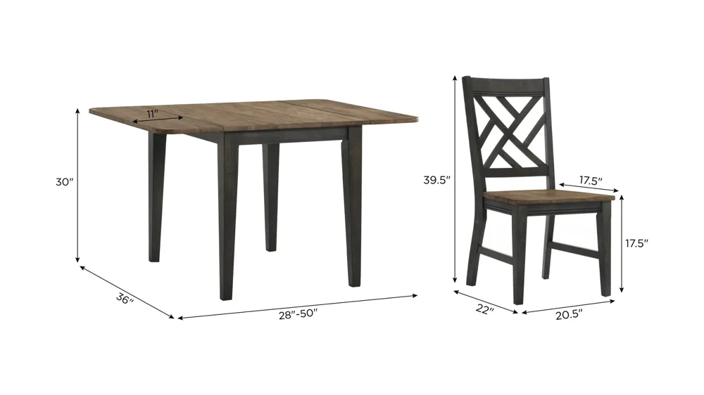 Harper 3-pc. Dining Set Dimensions