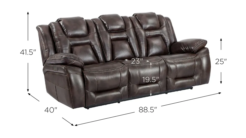 Oportuna Dual Power Sofa with Drop Down Table Dimensions