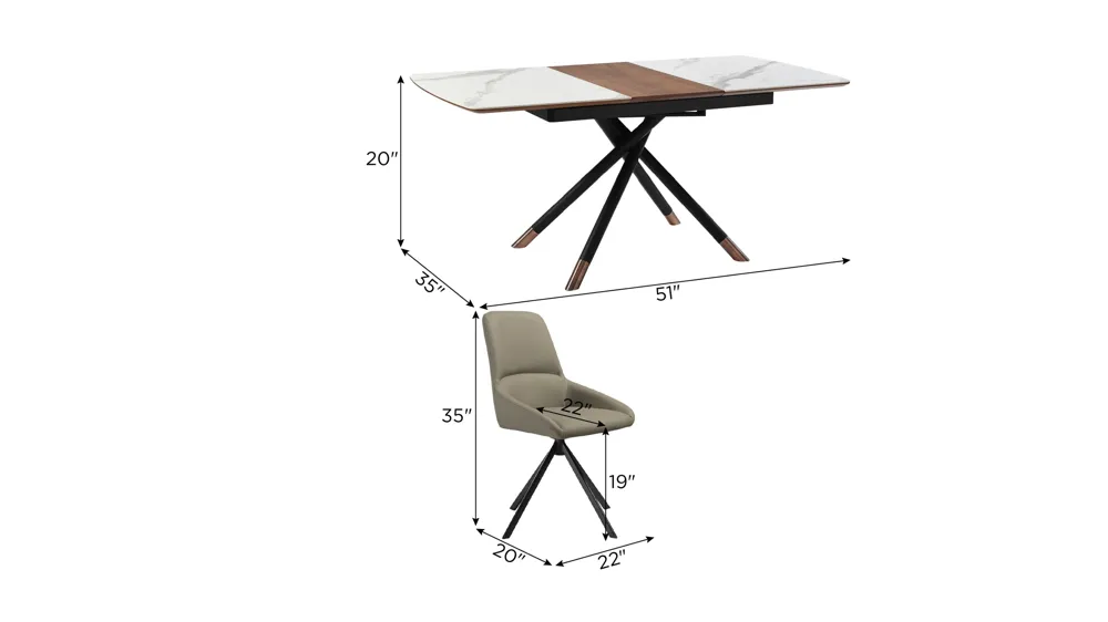 Alora Maverick 5-pc. Dining Set Dimensions