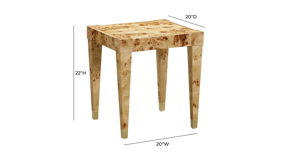 Brandyss Burl End Table Dimensions