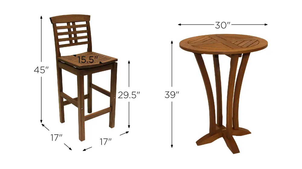 Sandpiper 3-pc. Outdoor Table Set Dimensions