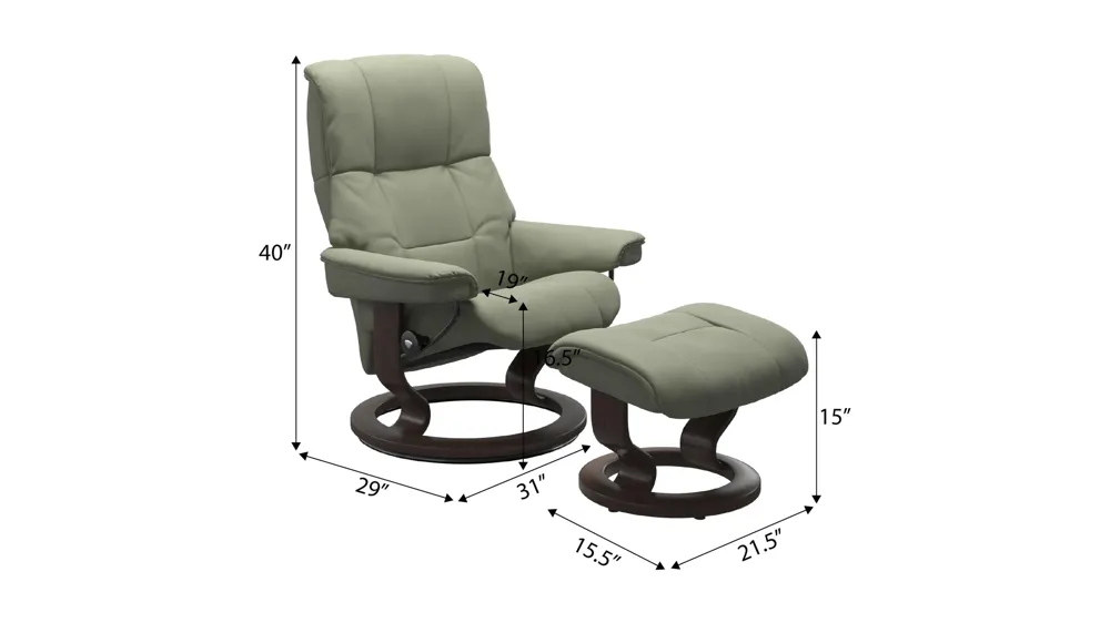 Mayfair Medium Classic Chair & Ottoman Dimensions