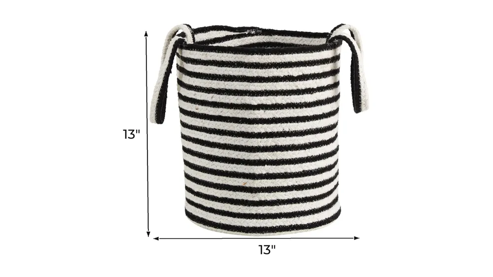 13" Black and White Basket Planter Dimensions