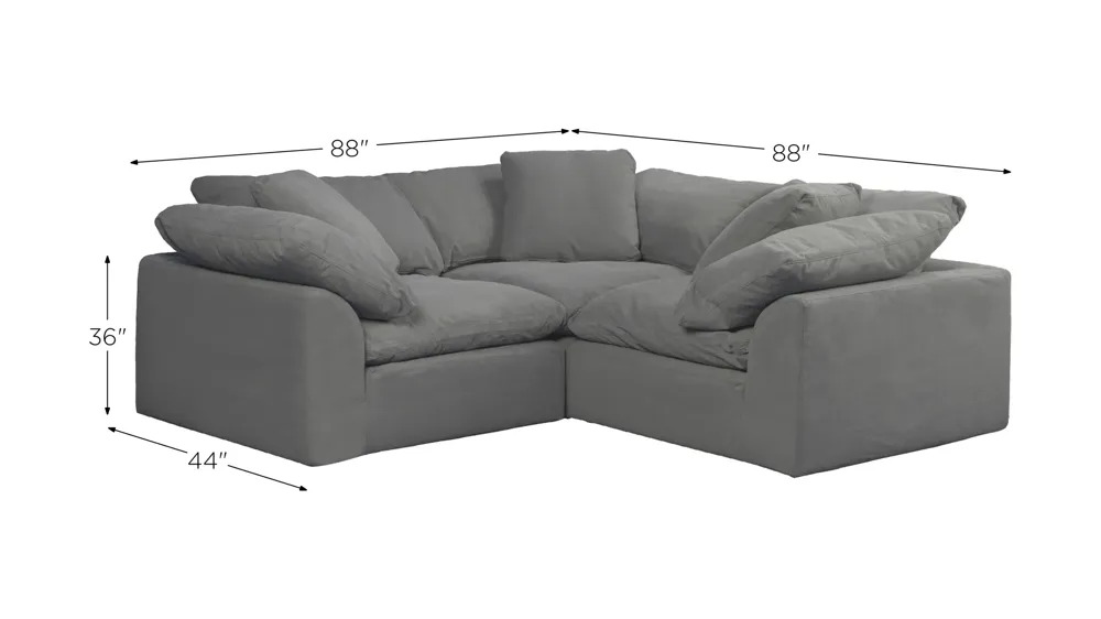 Puff Slipcover 3-pc. Sectional Dimensions