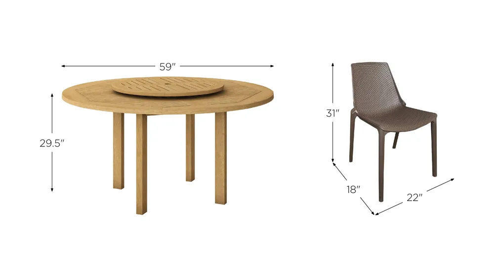 Amazonia 9-pc. Outdoor Round Patio Dining Set Dimensions