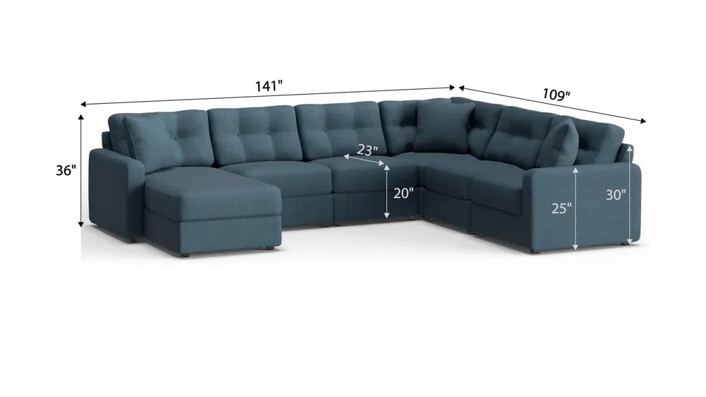 ModularOne 6-pc. Sectional Dimensions