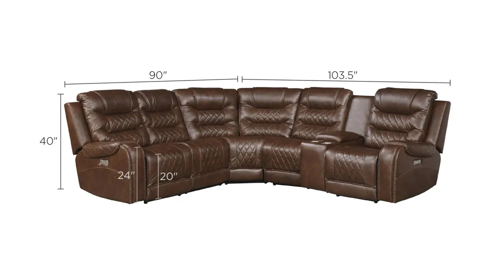 Greenway 6-pc. Modular Power Reclining Sectional Sofa Dimensions