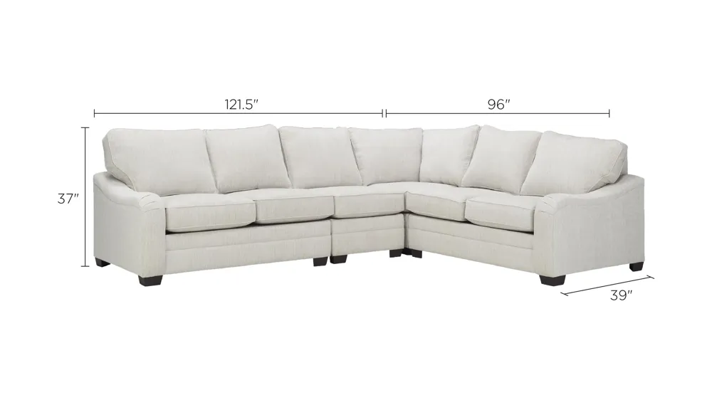 Caid 4-pc. Chenille Sectional Sofa Dimensions