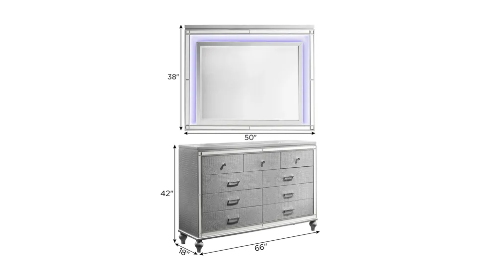 Valentino Dresser w/ Mirror Dimensions