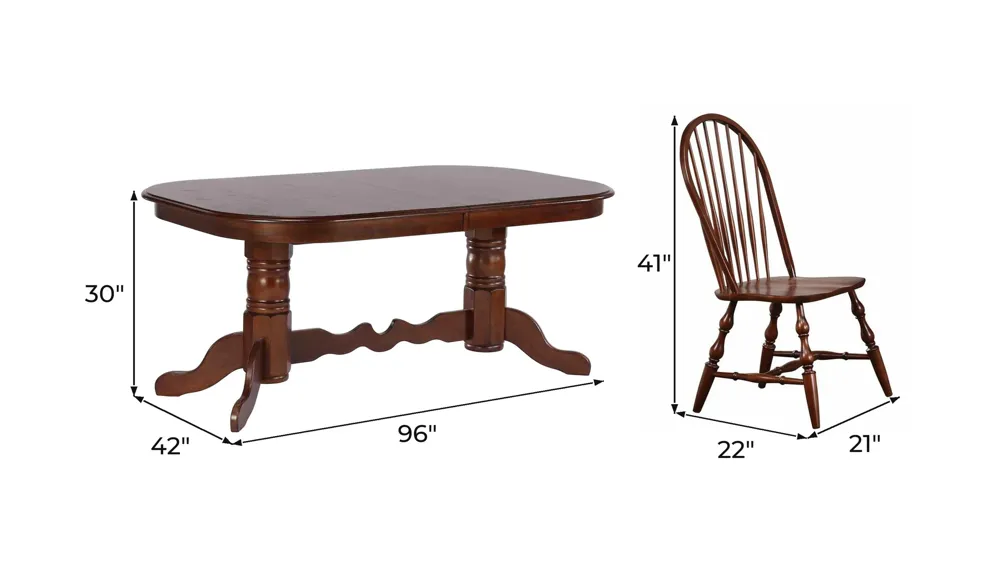 Fenway 7-pc. Dining Set w/ Double Pedestal Table Dimensions